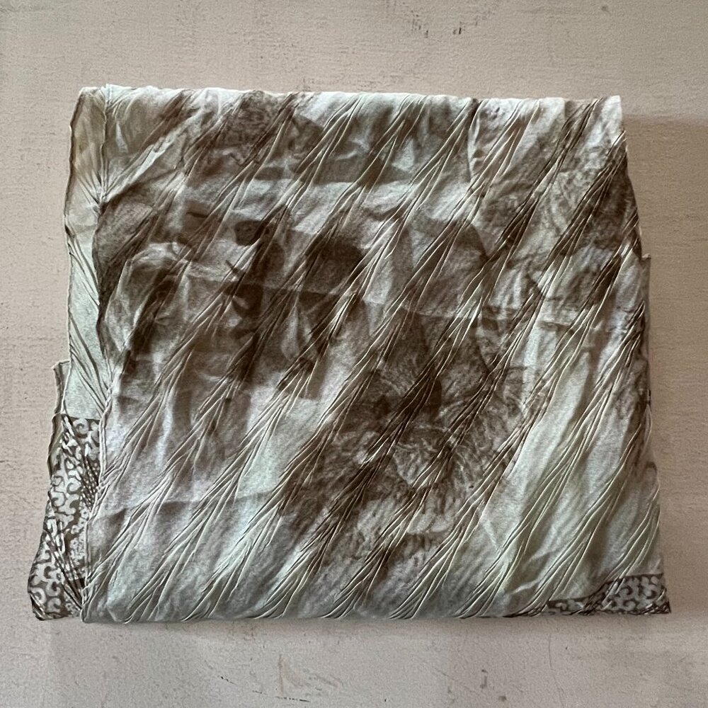Delicate Sage Green & Brown Rose Print Scarf/Wrap/Hair Wrap Made in Italy, 54x14